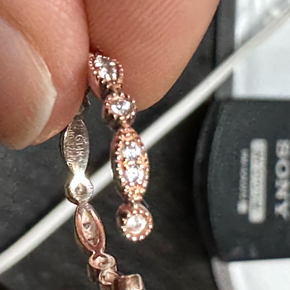 Wedding band 14K rose gold with simulated diamonds - Picture 2 of 5
